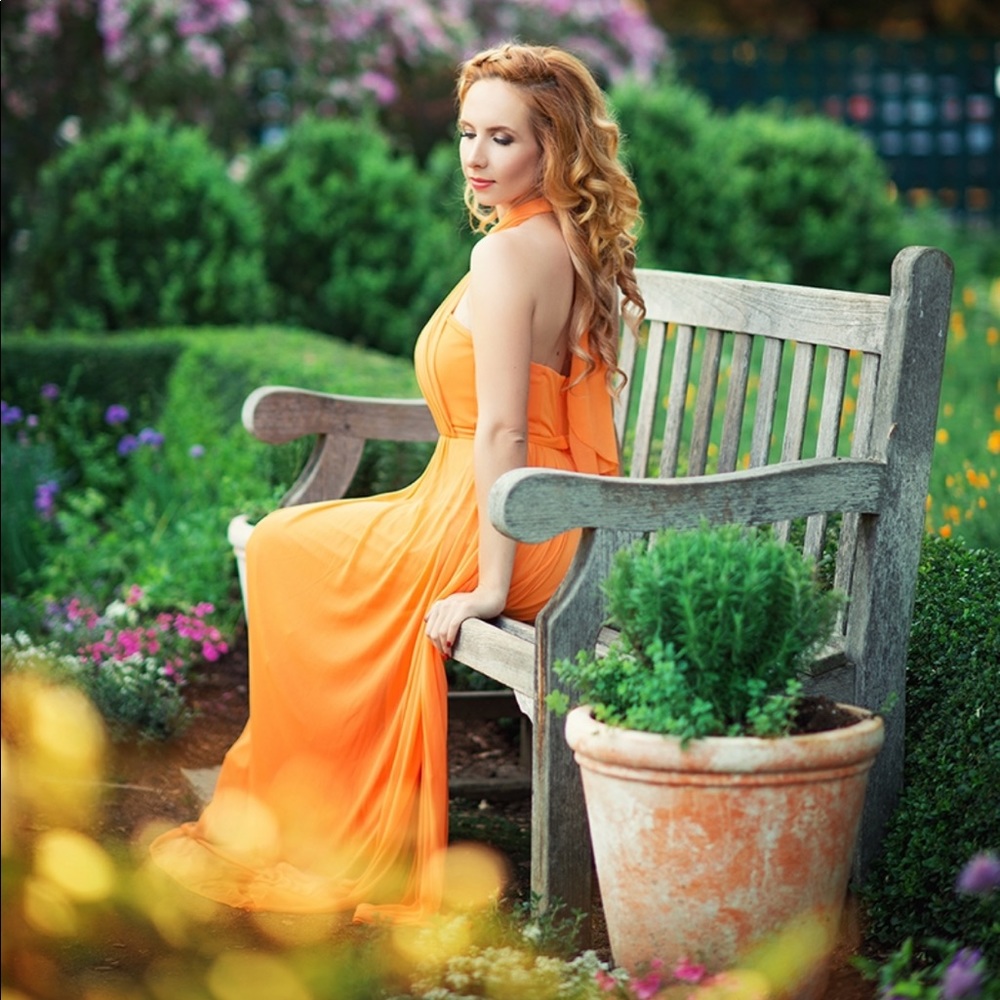 Orange David’s bridal dress, worn once. Size 6,